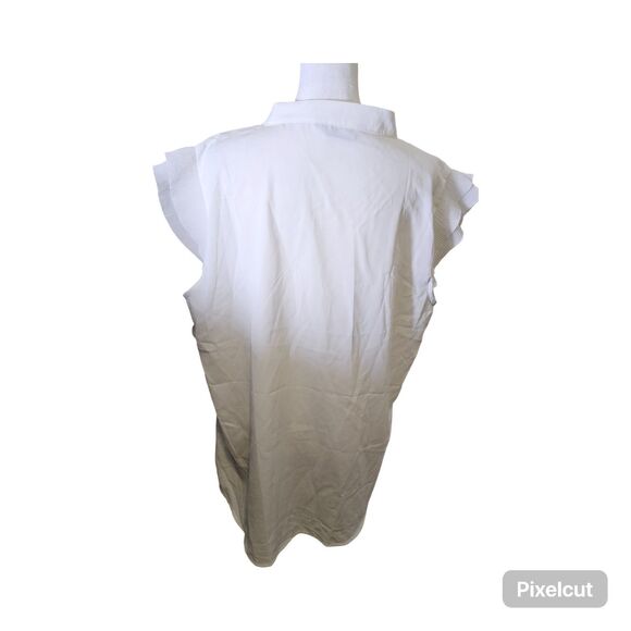 NWOT Size Size XL Allegra K V Neck Ruffle Cap Sleeves Solid White Top - Picture 7 of 11